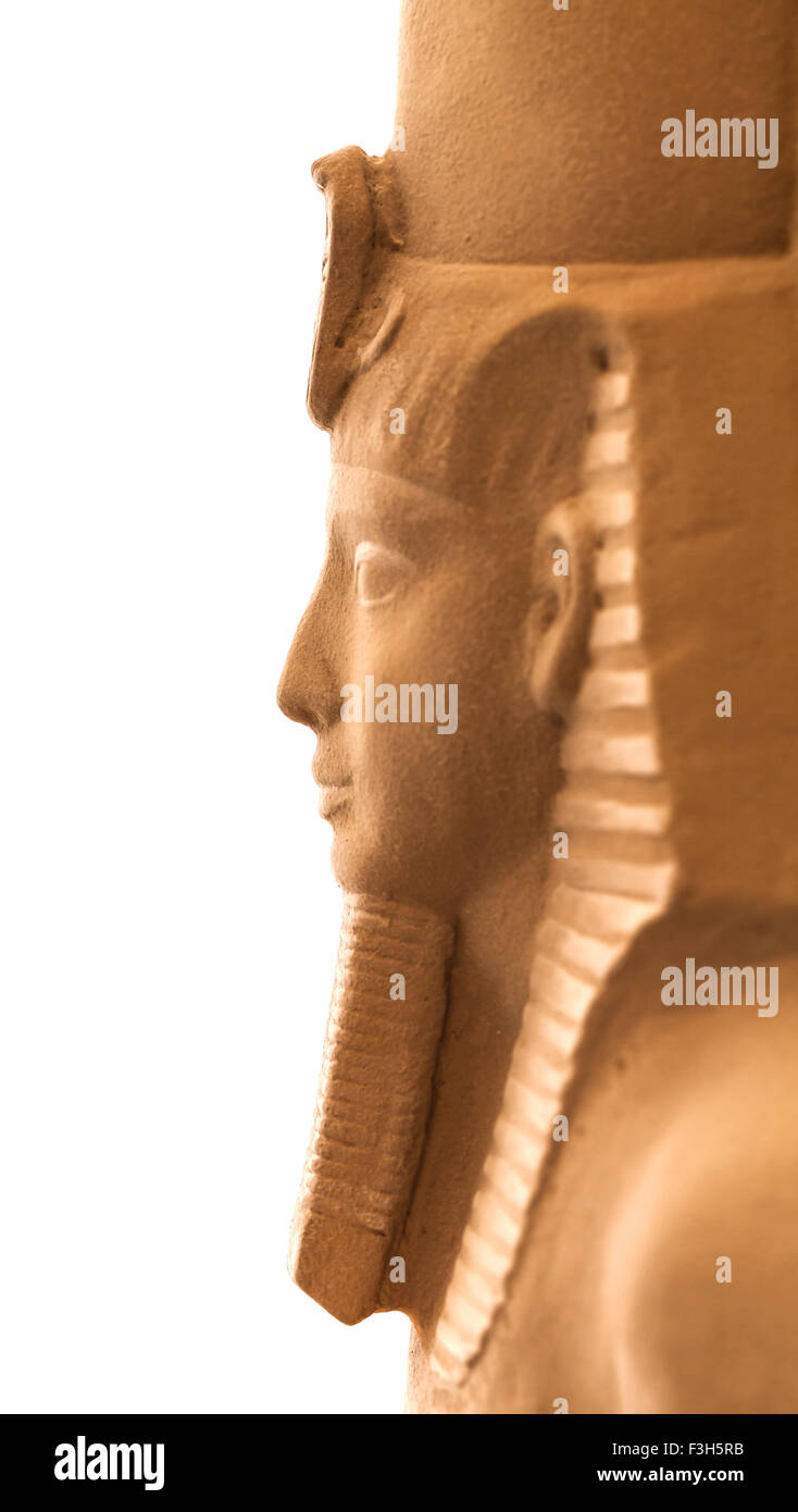 sculpture Egyptian pharaoh made of sandstone closeup Stock Photo - Alamy