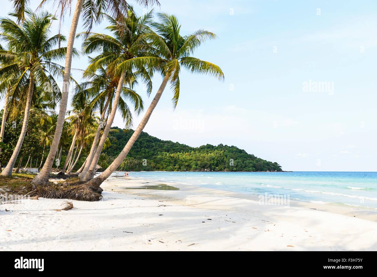 View of Sao beach and palm trees, Pho Quoc, Vietnam Stock Photo