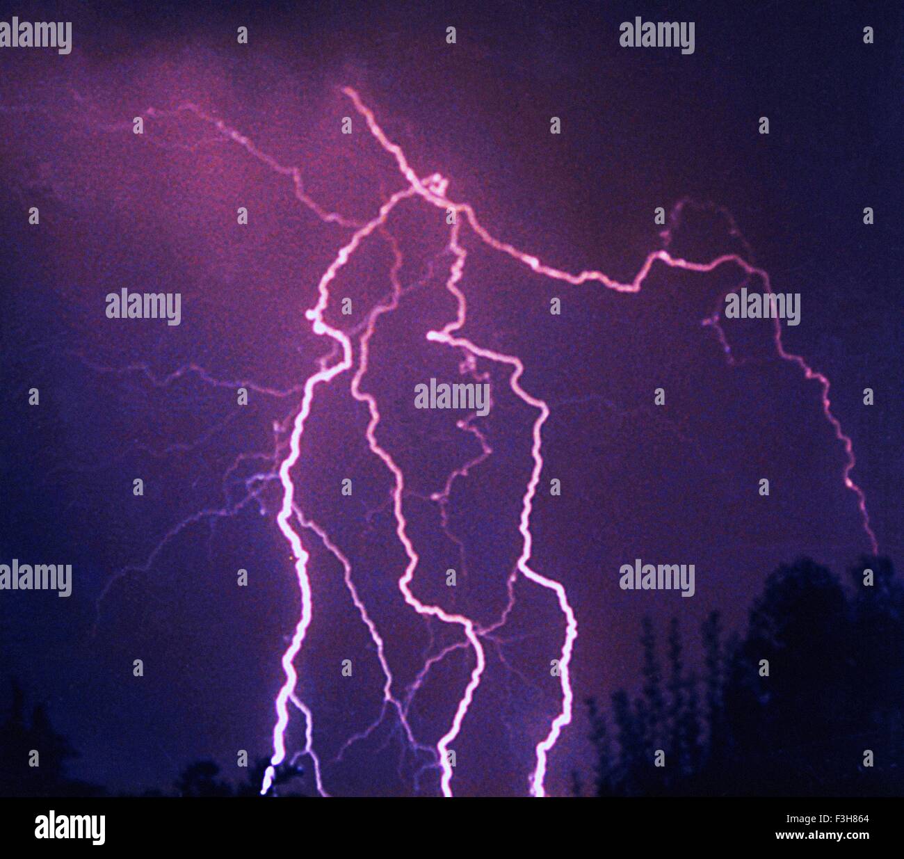Lightning photograph from NOAA's National Severe Storms Laboratory (NSSL) Collection Stock Photo