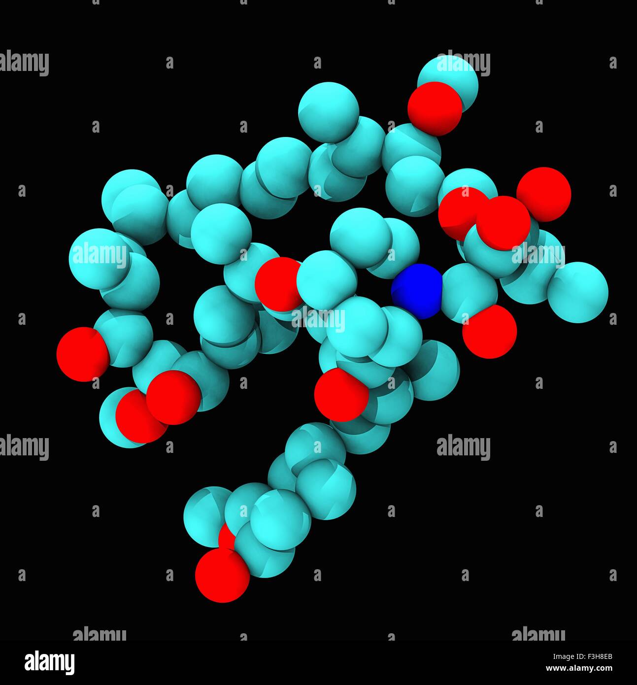 Computer generated molecular model of Sirolimus, also known as rapamycin Stock Photo