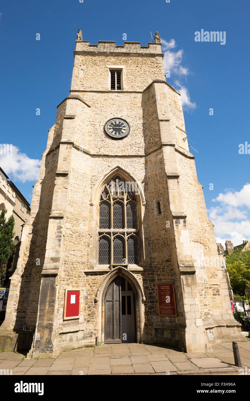 Vertical view of a Cambridge church with wide angle distortion Stock Photo
