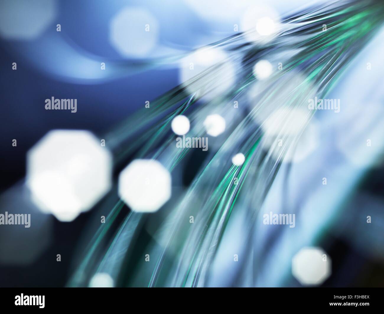 Strands of fibre optic used to send data, close-up Stock Photo