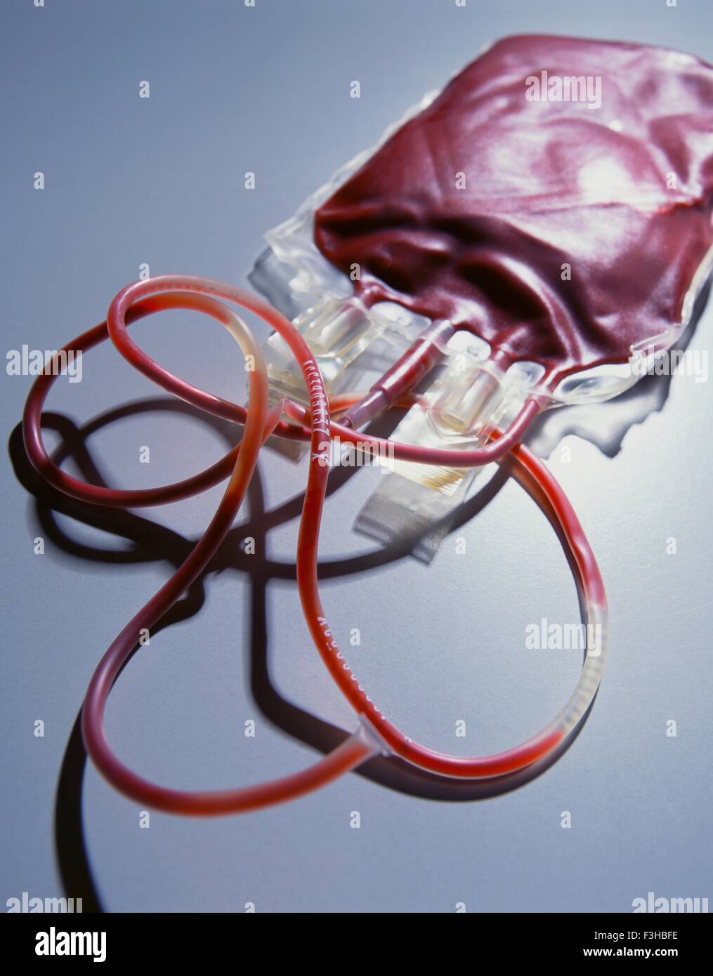 Bag containing a donation of blood for use in transfusions Stock Photo