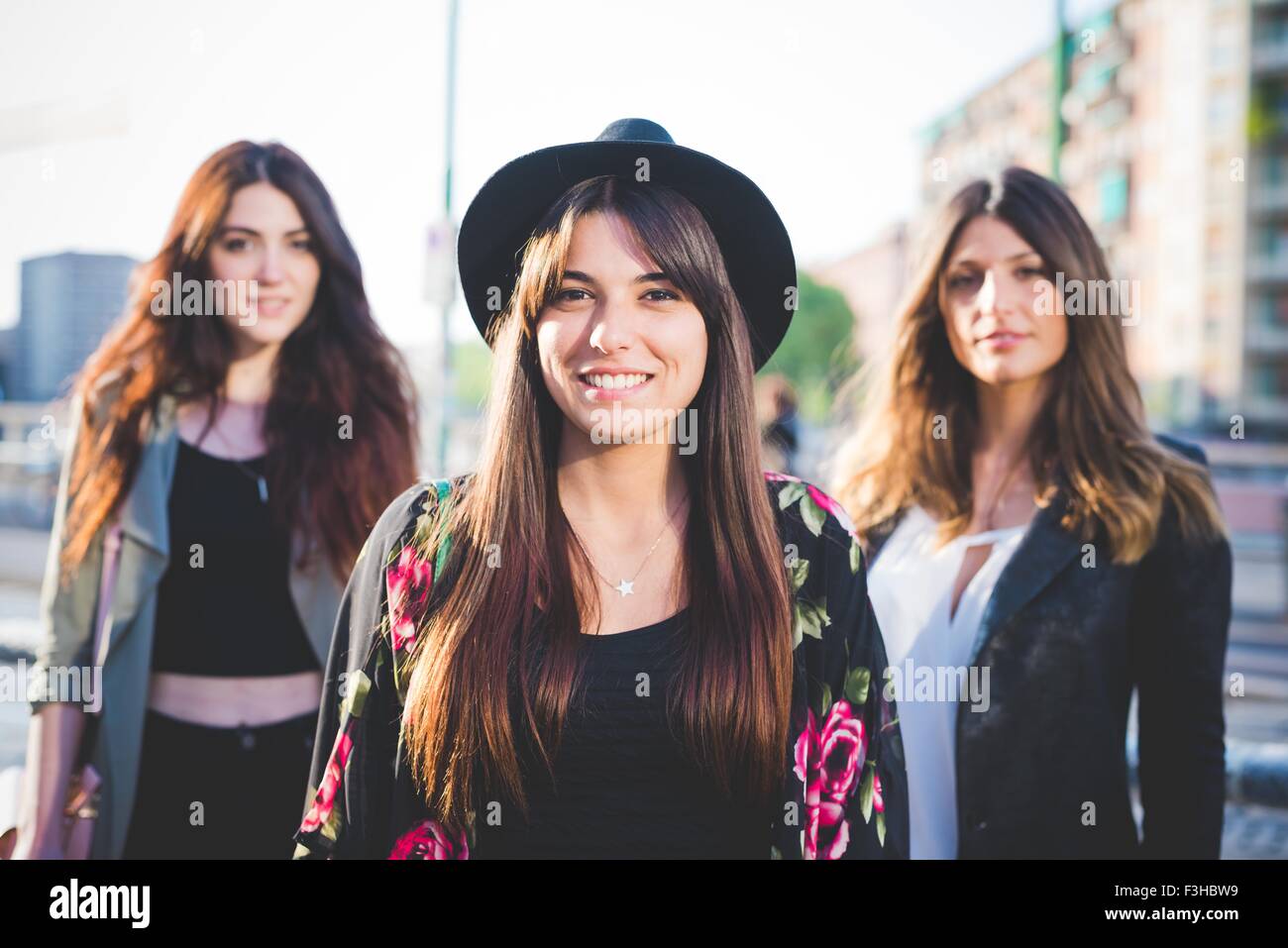 Three young women in hi-res stock photography and images - Alamy