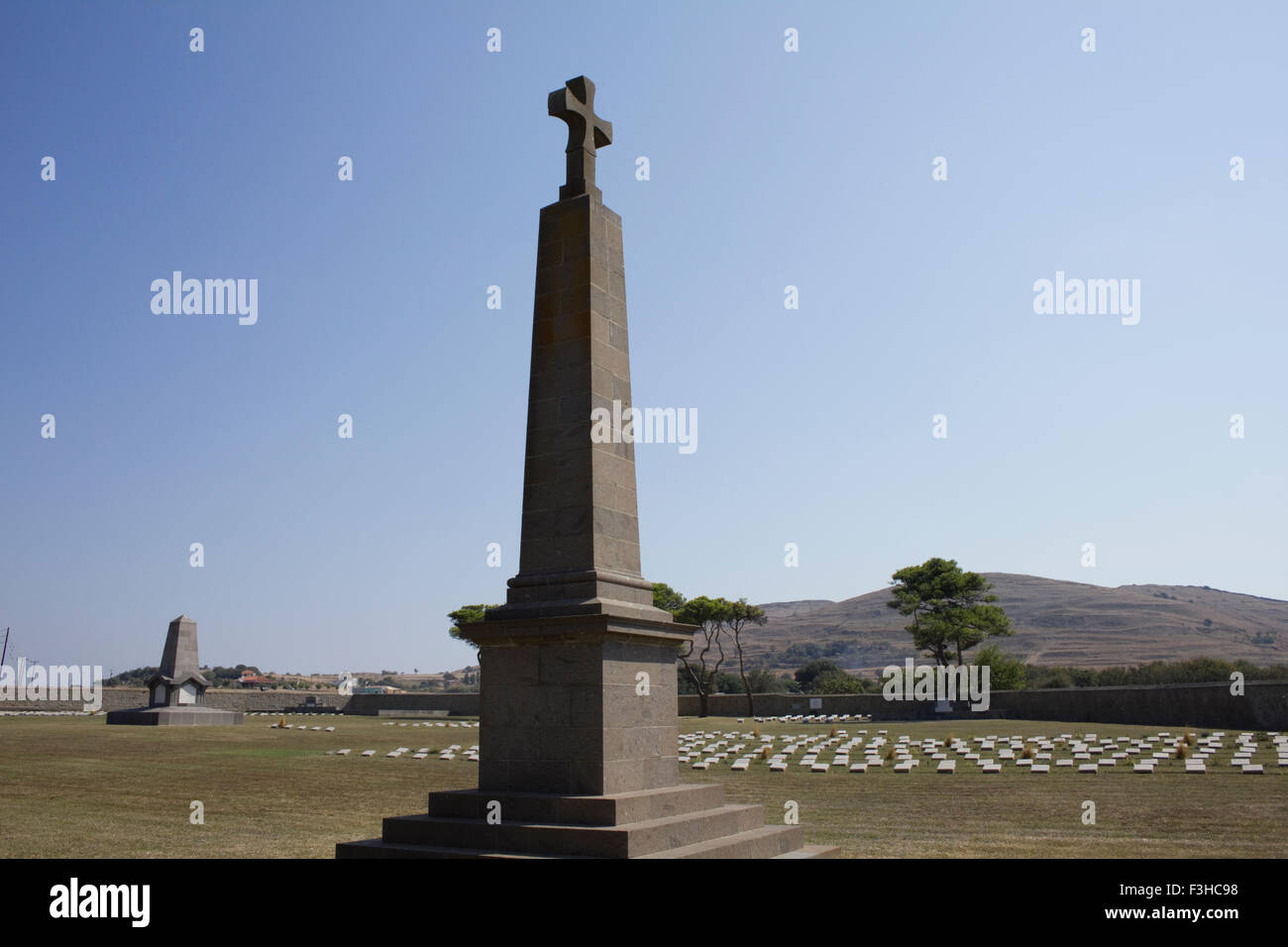 The British monument surrounded by Plot 3 (right) burial section and