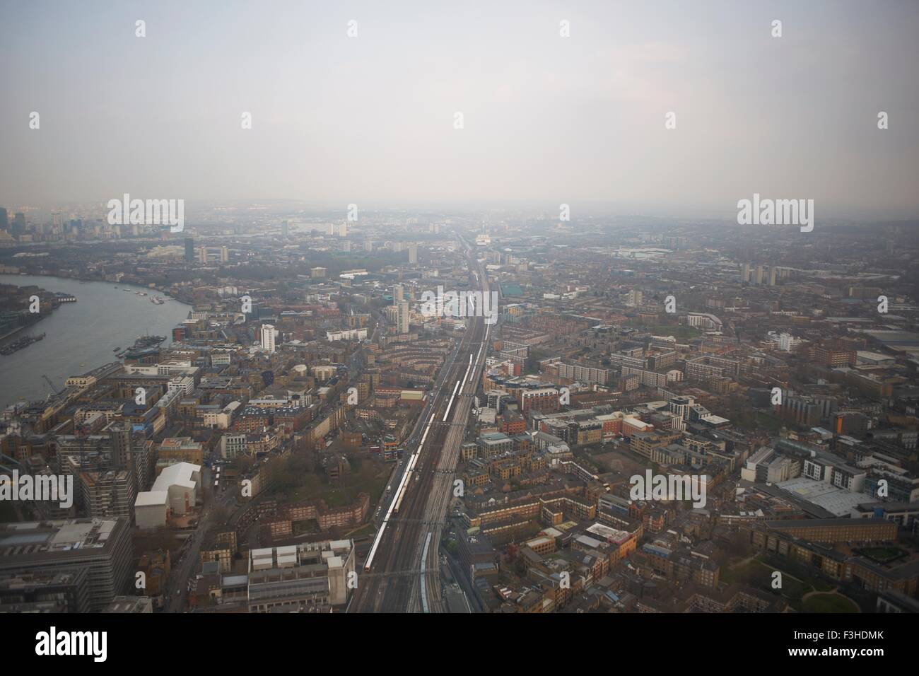 Aerial cityscape of river Thames and city, London, England, UK Stock Photo