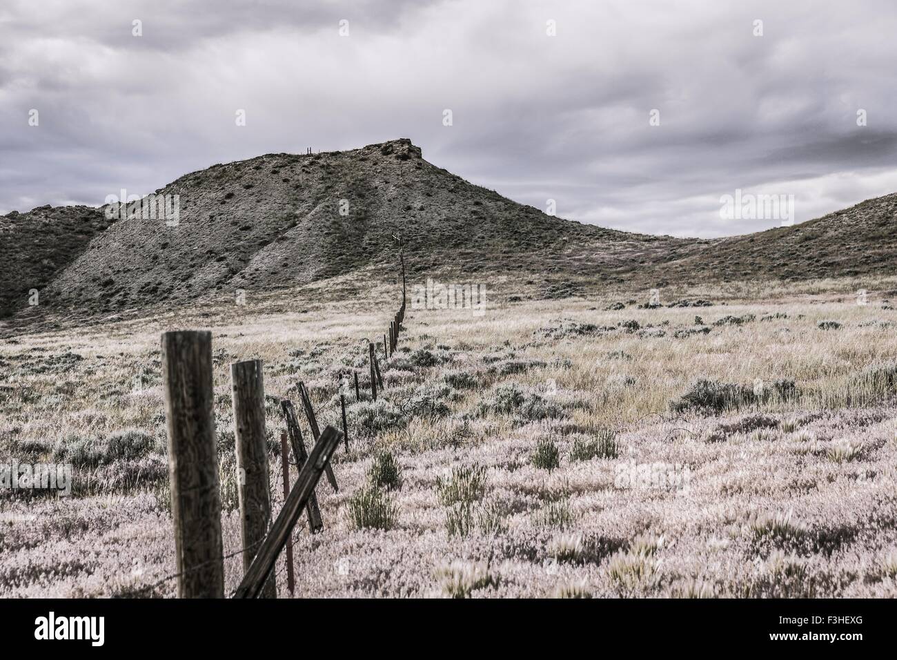 Fence and mountains, Bridger, Montana, USA Stock Photo Alamy