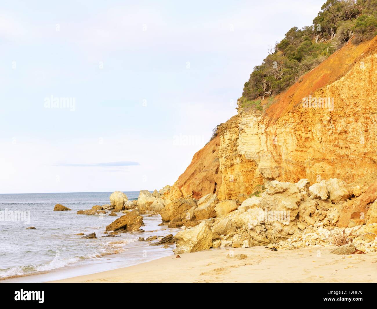 Eroded cliff and rocks, Point Addis National Park, Anglesea, Australia Stock Photo