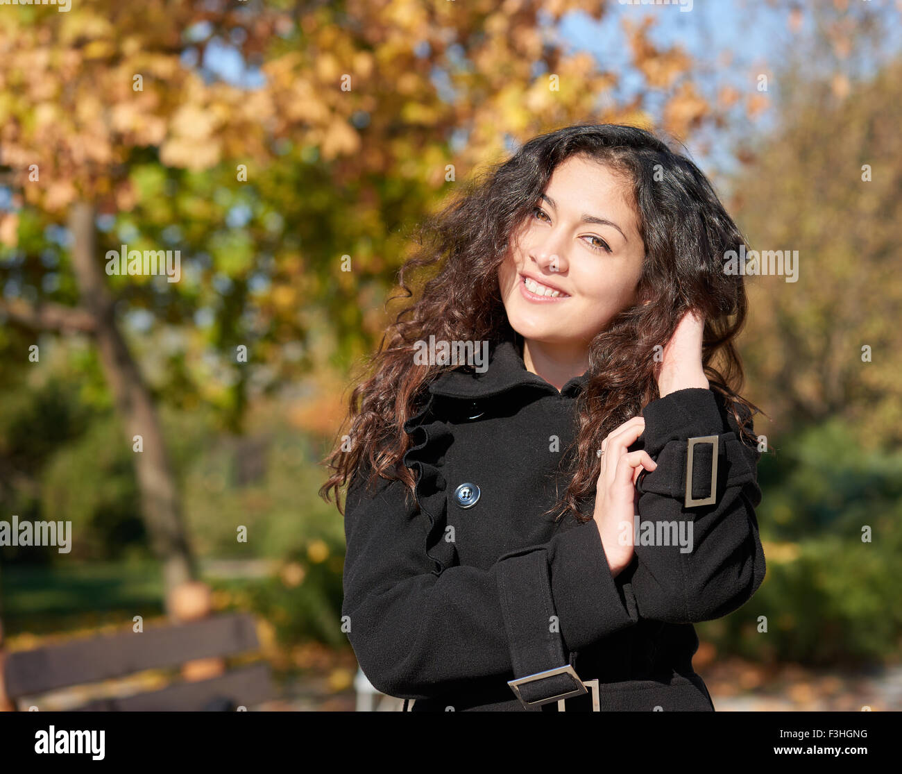 girl portrait at autumn season in city park Stock Photo - Alamy