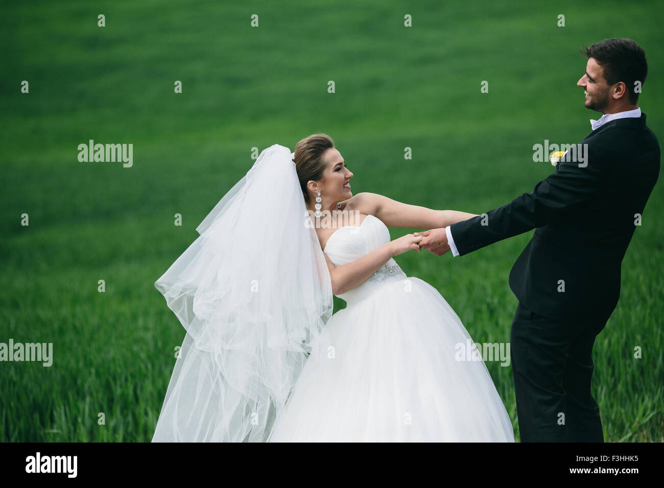 Marryed Beautiful wedding couple on nature Stock Photo - Alamy