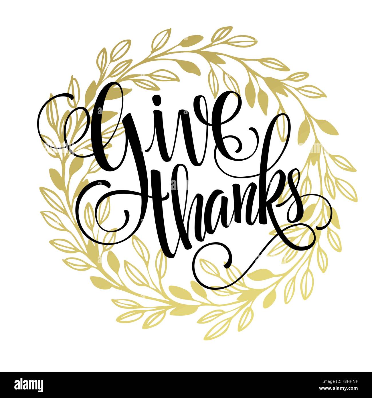 Thanksgiving - gold glittering lettering design. Vector illustration ...