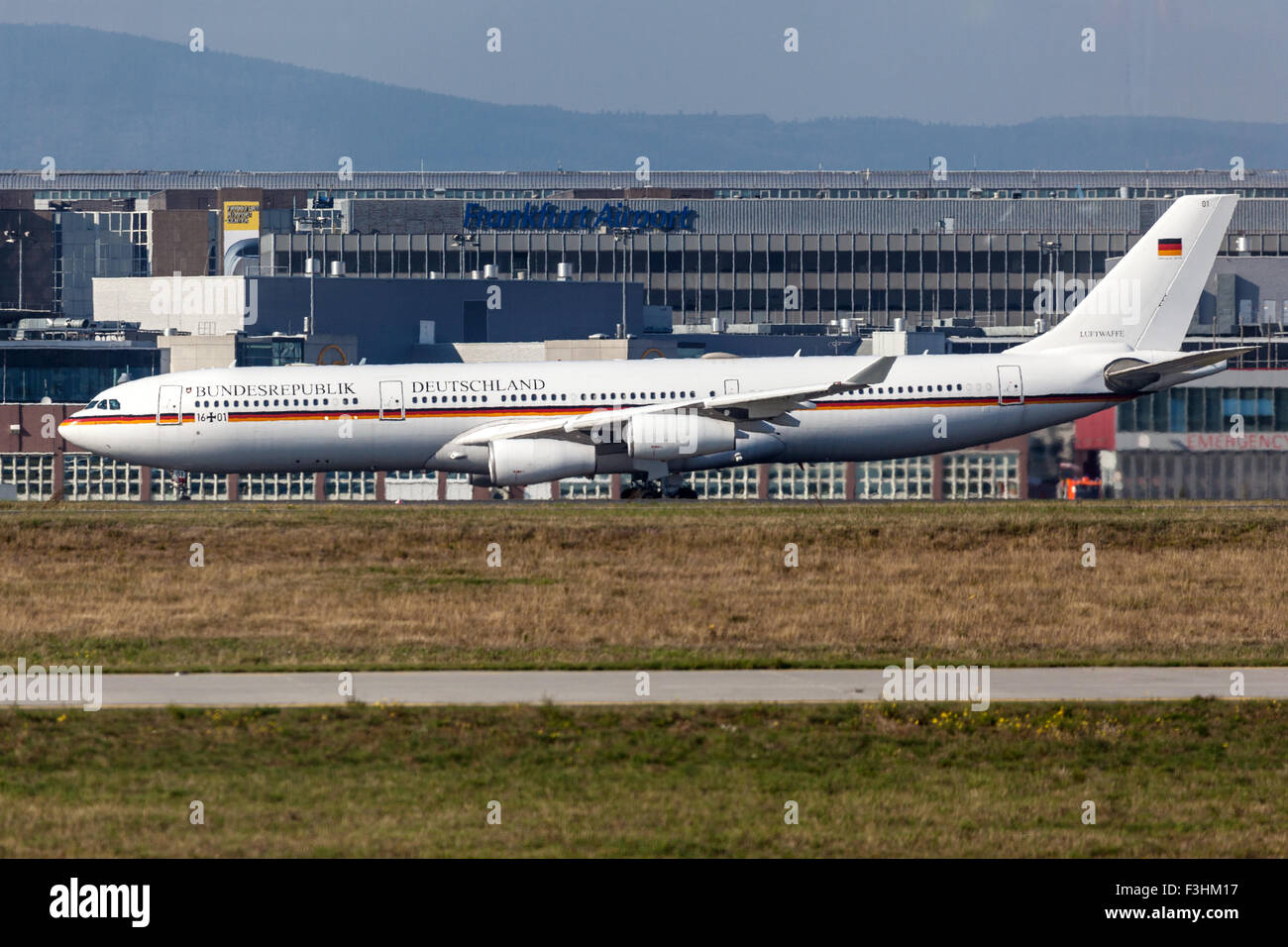 German governmental aircraft Konrad Adenauer Airbus A340-313 VIP at the Frankfurt Airport Stock Photo