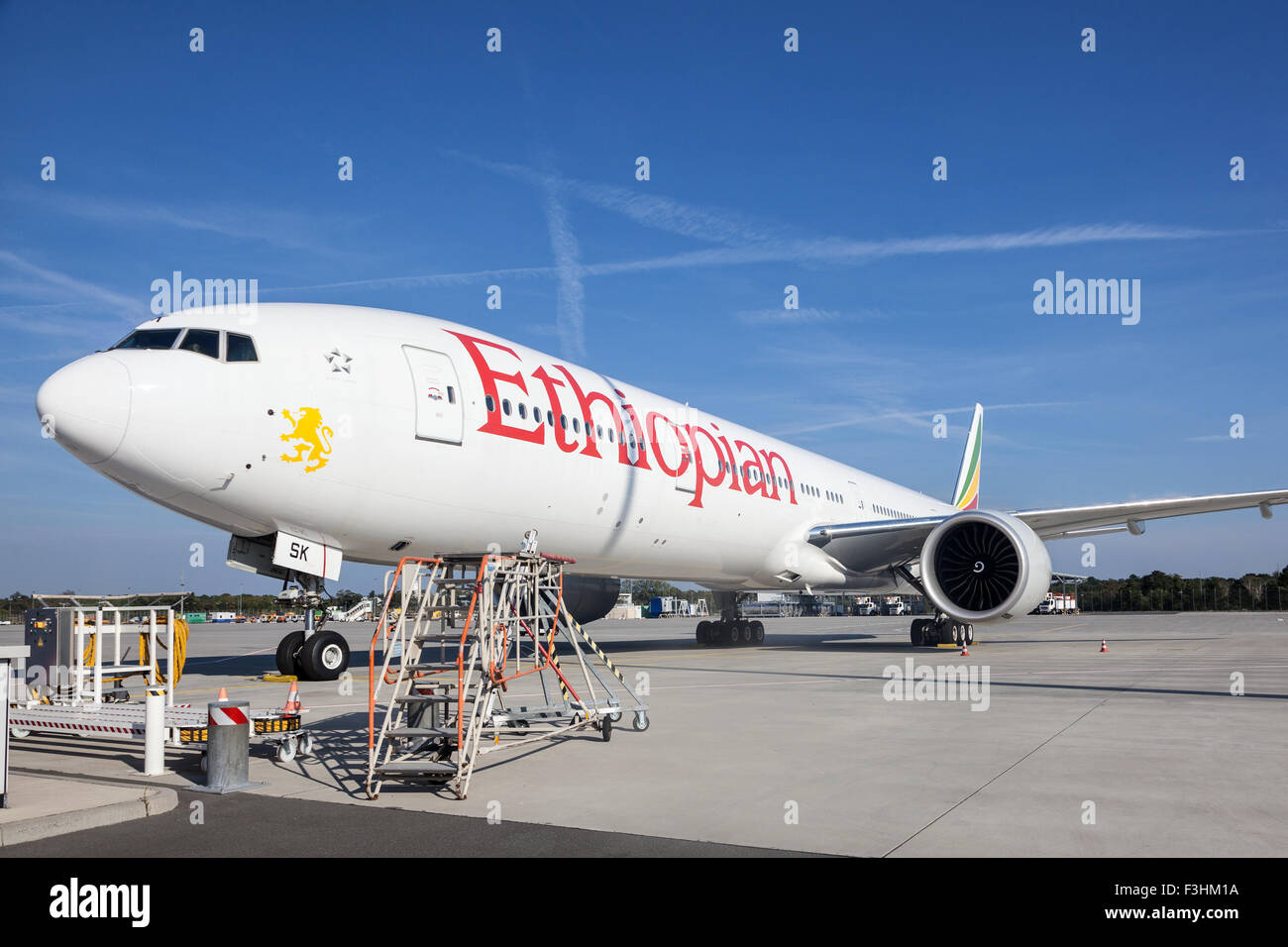 Ethiopian Airlines Aircraft at the Frankfurt International Airport Stock Photo