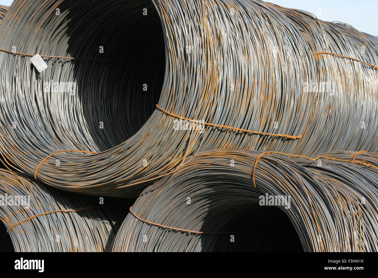 steel coils imported at port Stock Photo