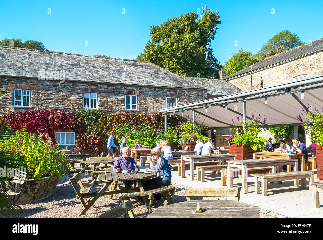cafe at trelissick near truro in cornwall, uk Stock Photo