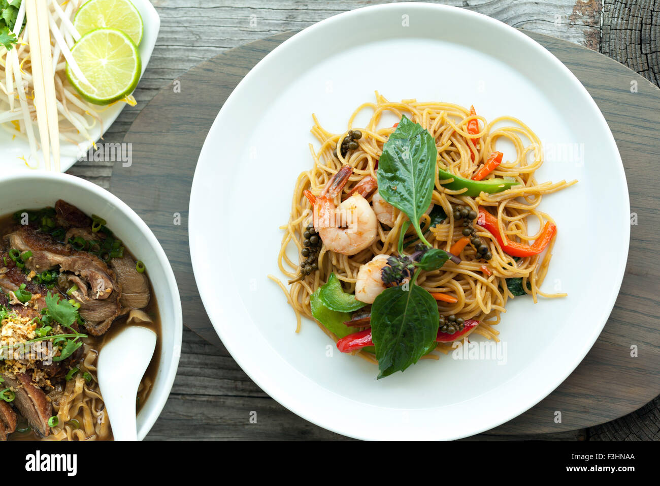 Thai Shrimp with Noodles Stock Photo - Alamy