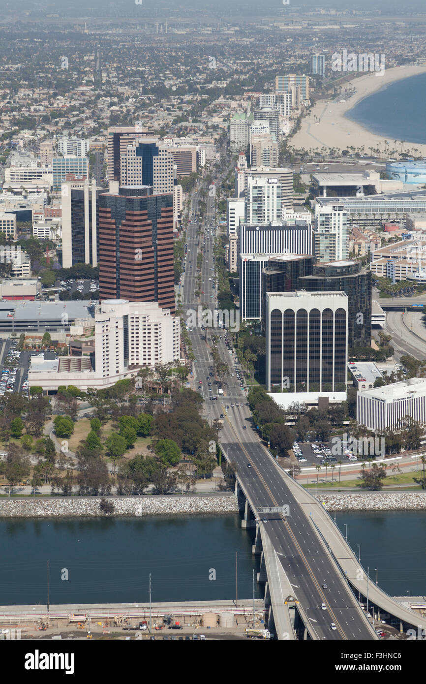 aerial view of Long Beach CA Stock Photo