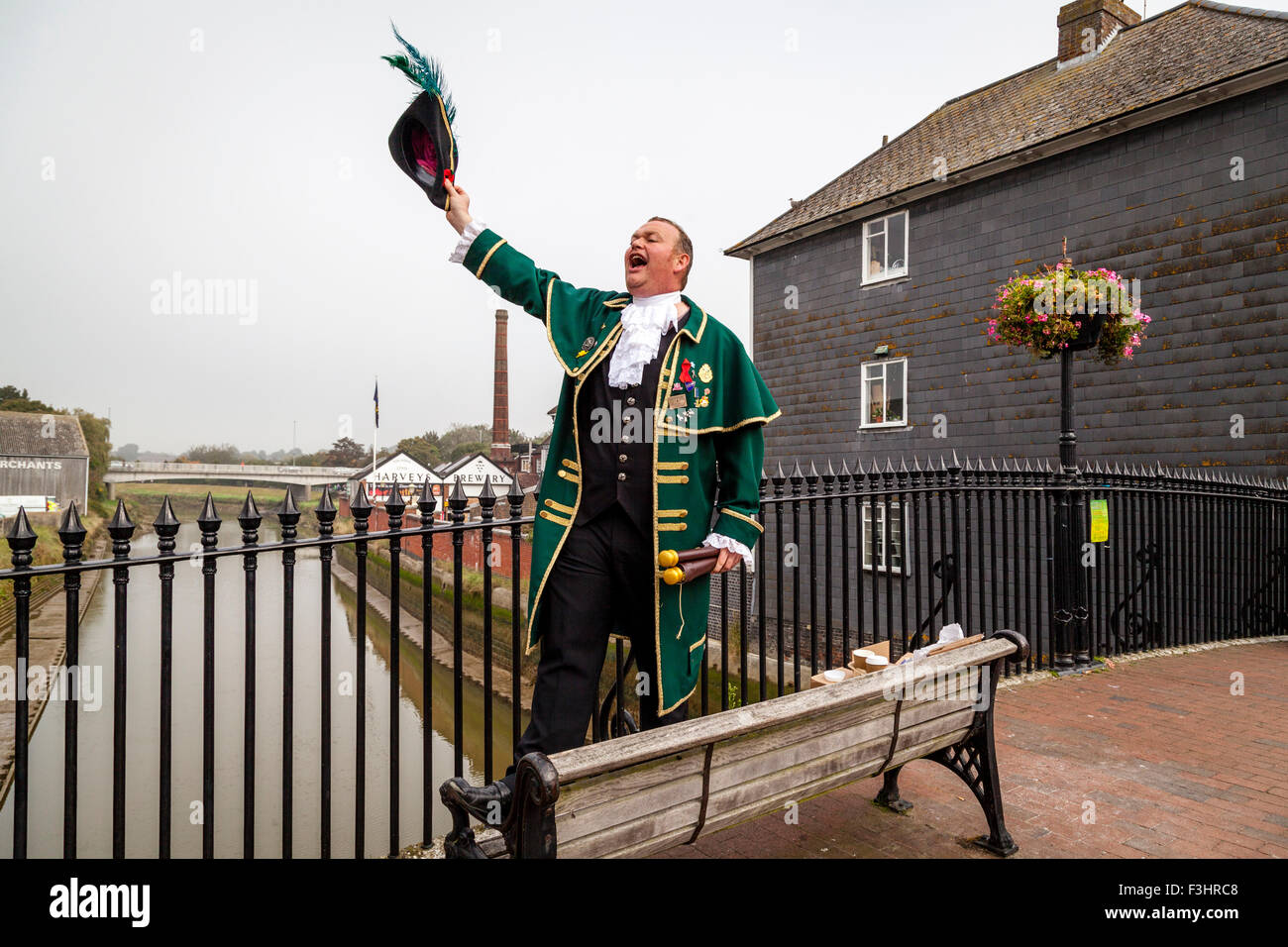 Town Crier, High Street, Lewes, Sussex, UK Stock Photo