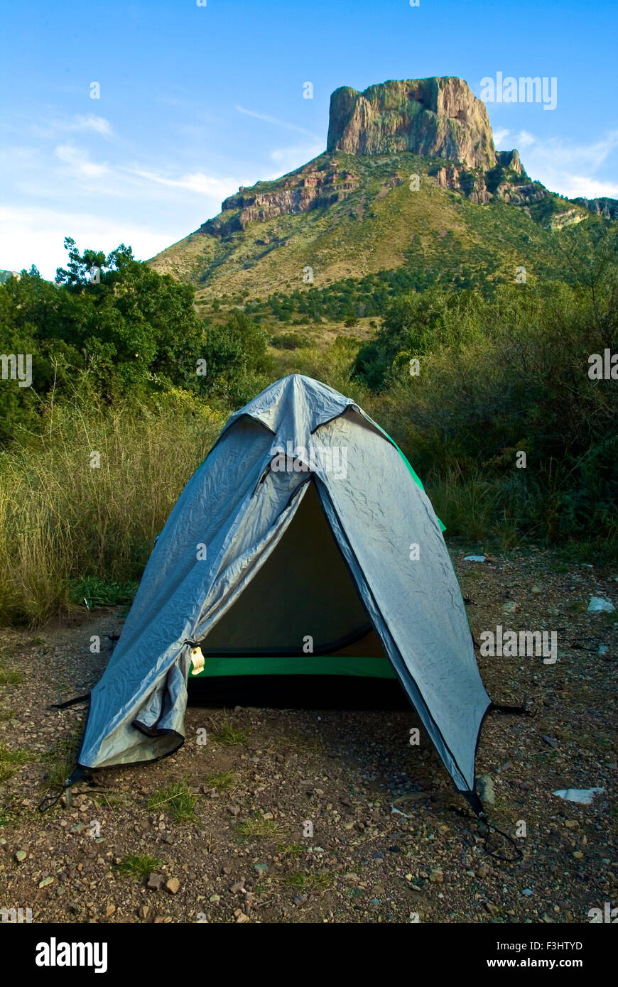 Camping in a tent in Big Bend National Park, Texas Stock Photo Alamy