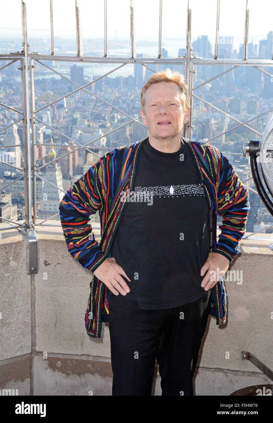 New York, NY, USA. 7th Oct, 2015. Philippe Petit at the press conference for Philippe Petit Photo Call at The Empire State Building, Empire State Building, New York, NY October 7, 2015. Credit:  Derek Storm/Everett Collection/Alamy Live News Stock Photo