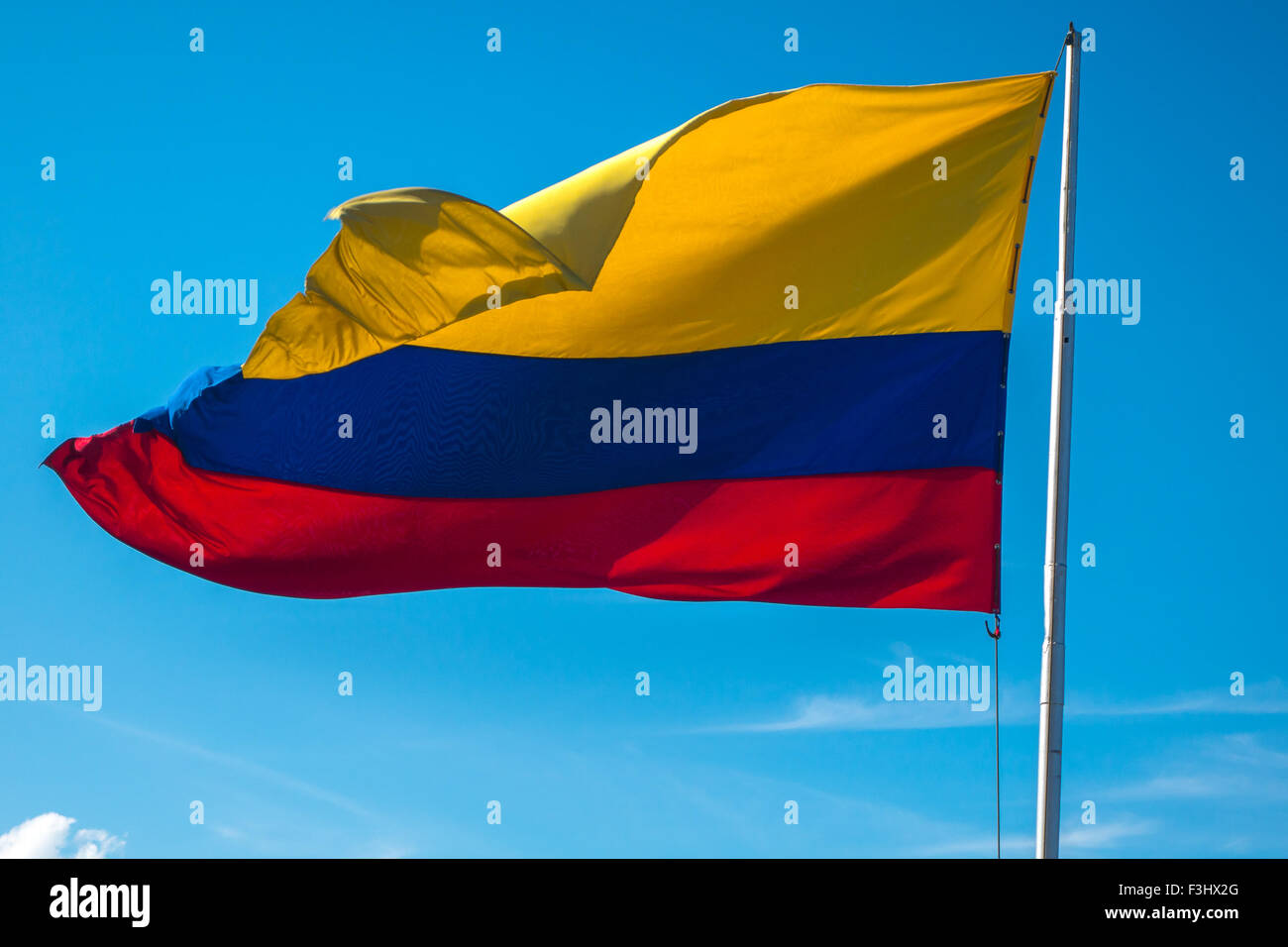 Colombia flag on a pole Stock Photo