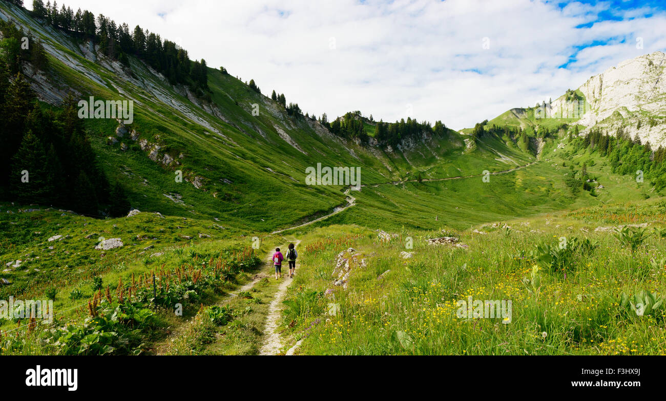 women hiker on a trail in the French Alps Stock Photo - Alamy