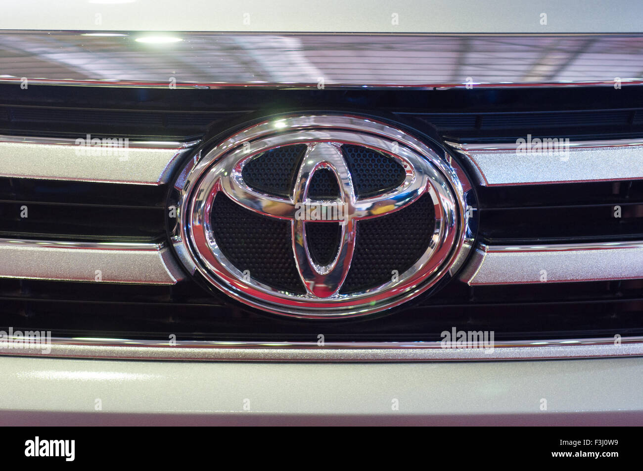 Toyota emblem on a car Stock Photo
