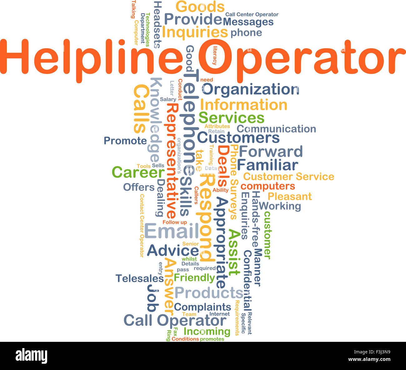 Background concept wordcloud illustration of helpline operator Stock Photo