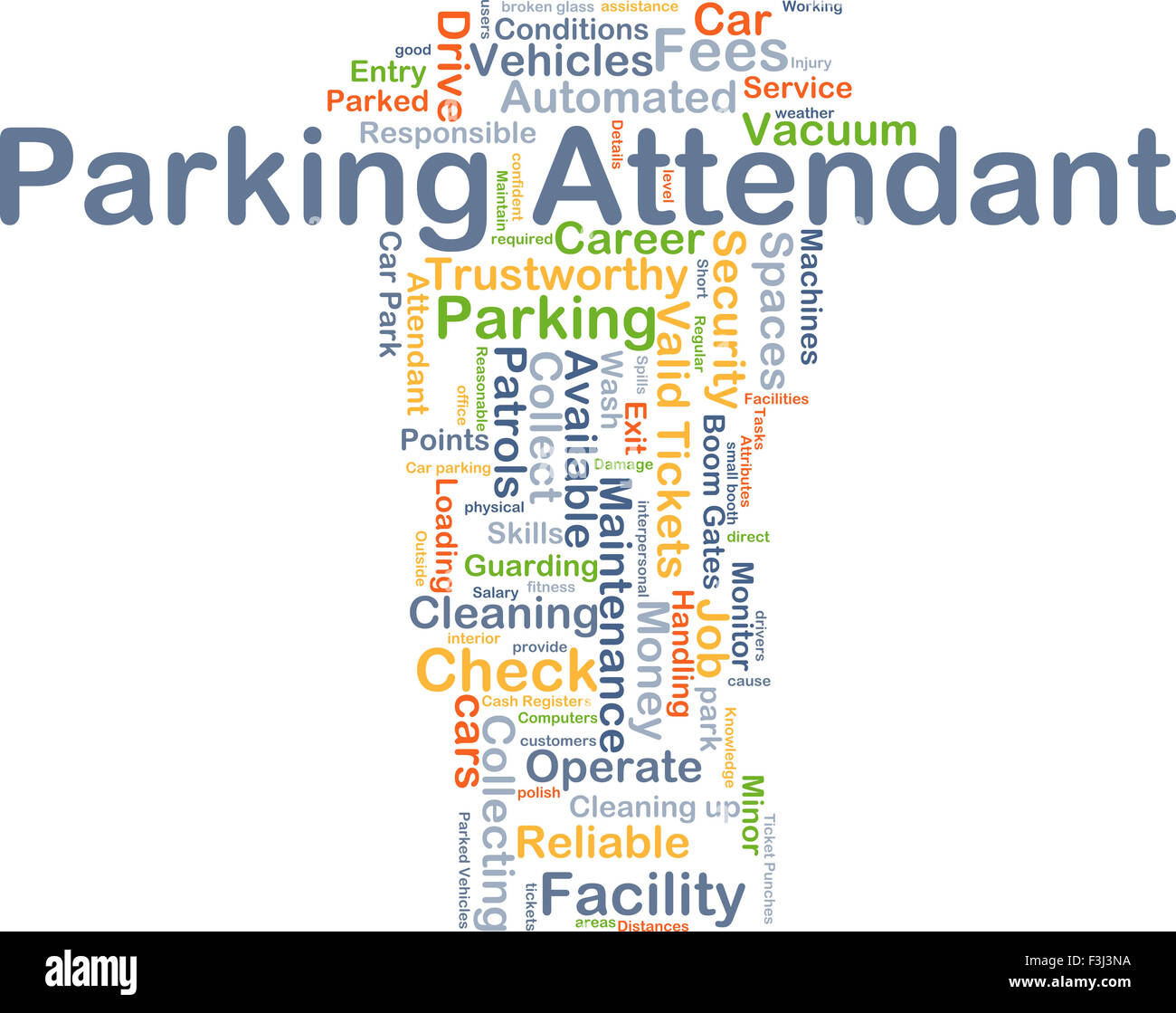 Background concept wordcloud illustration of parking attendant Stock Photo