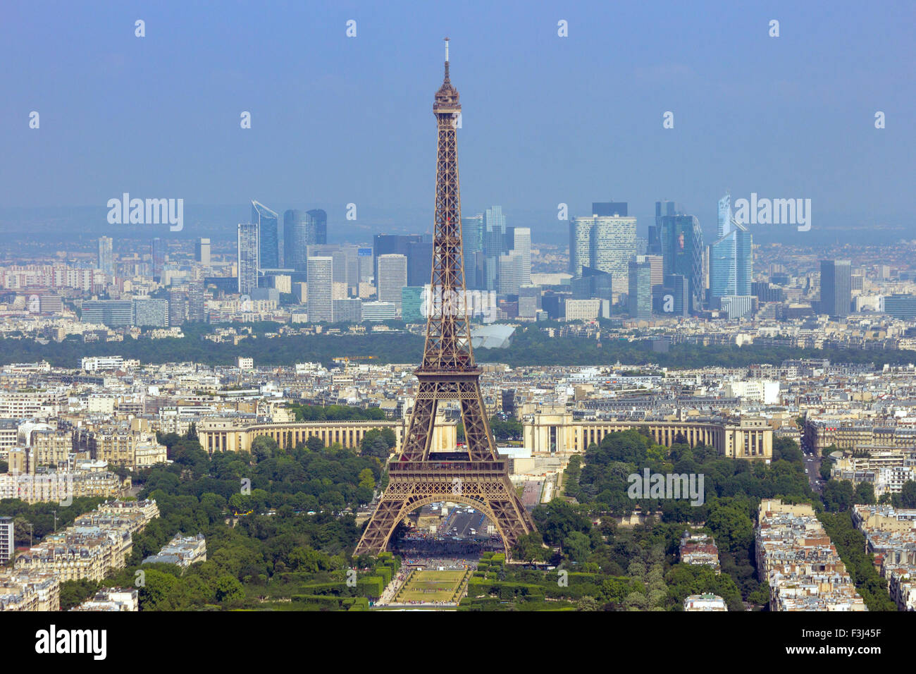 View on Paris and the Eiffel Tower. The Eiffel tower was erected in 1889 and has become both a global cultural icon of France an Stock Photo