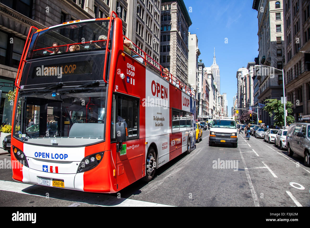 Tourist bus tour in New York City Stock Photo