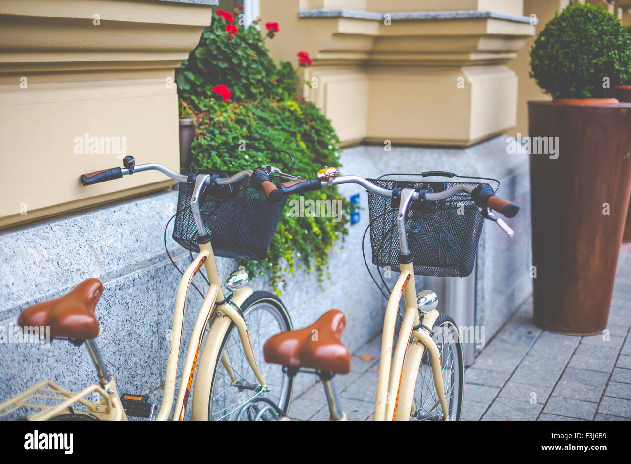 Oldfashioned bike on a street Stock Photo Alamy