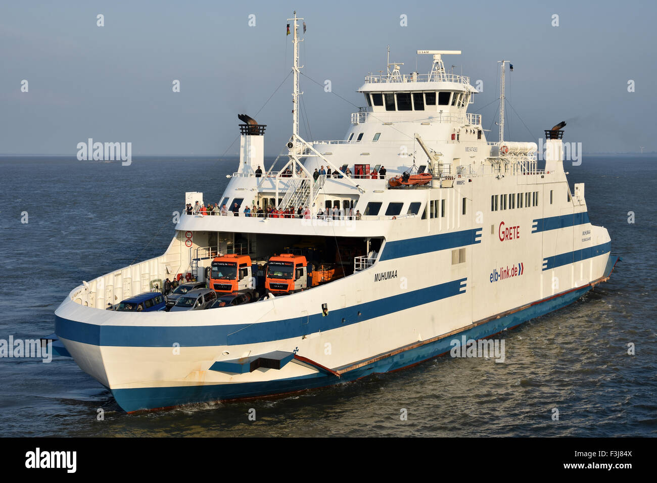 Ferry Grete / Muhumaa serving the Cuxhaven-Brunsbuettel-route, river Elbe  Stock Photo - Alamy