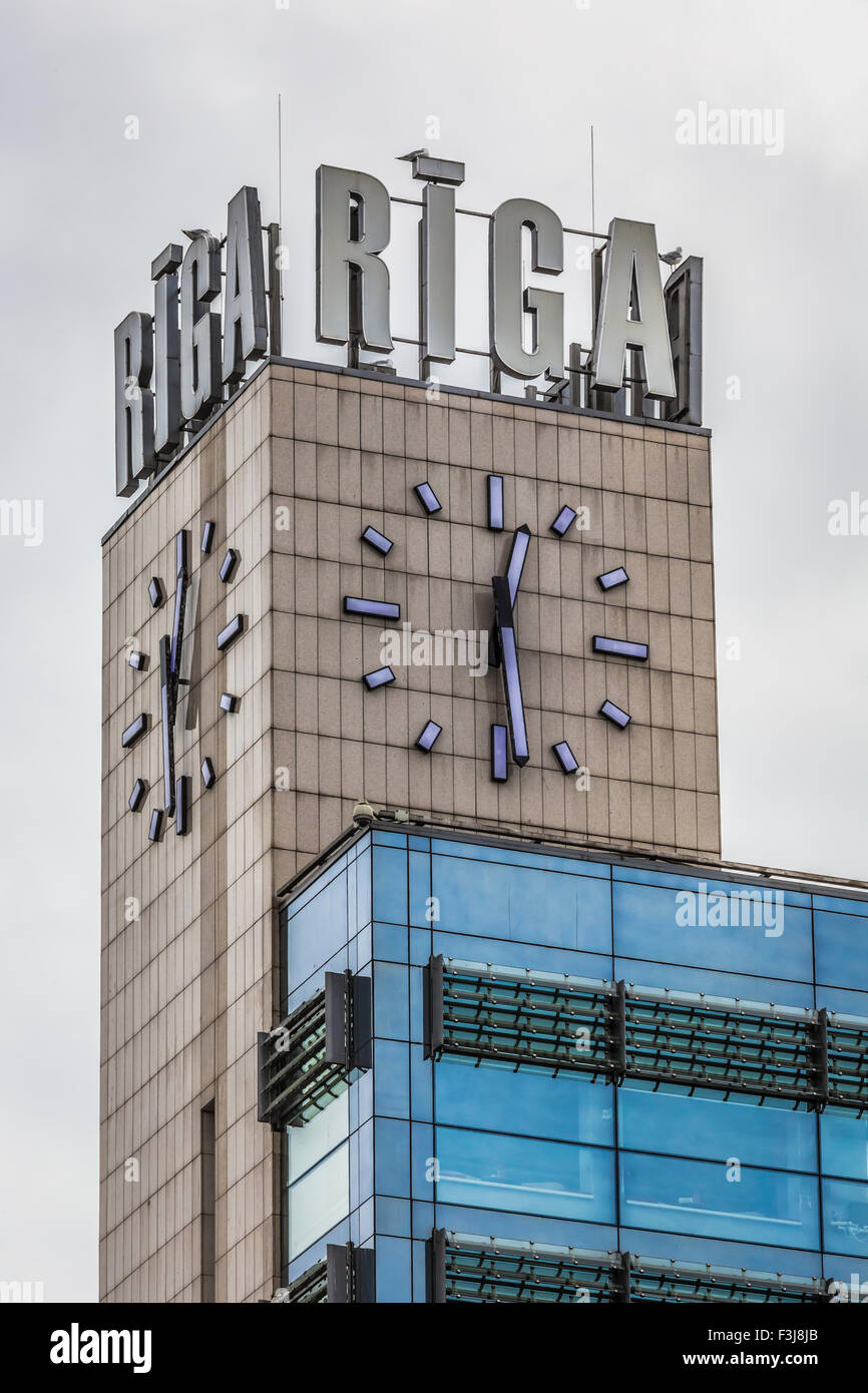 Clock tower in Riga, Latvia Stock Photo Alamy