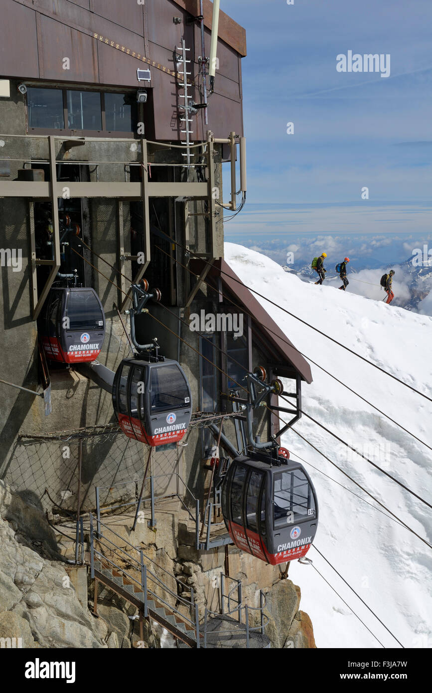Cable cars arriving at Aiguille du Midi, Mont Blanc Massif, Chamonix