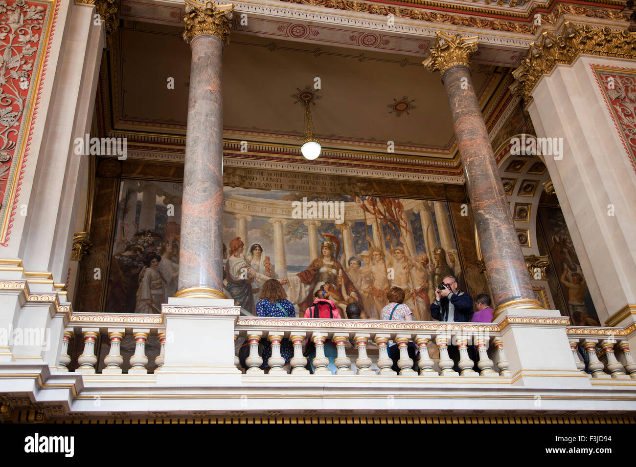 Open House Day at Foreign & Commonwealth Office - The Grand Staircase and Goetze Mural , London UK Stock Photo