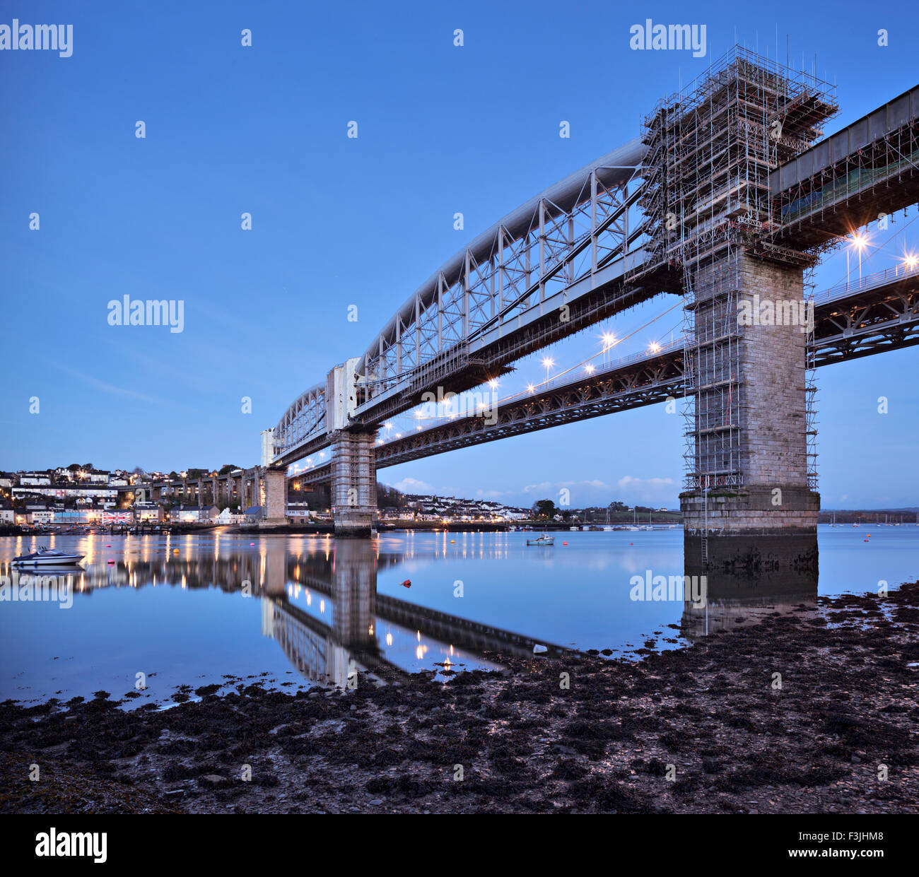 Early Morning at the Royal Albert Railway bridge, Saltash, Plymouth Stock Photo