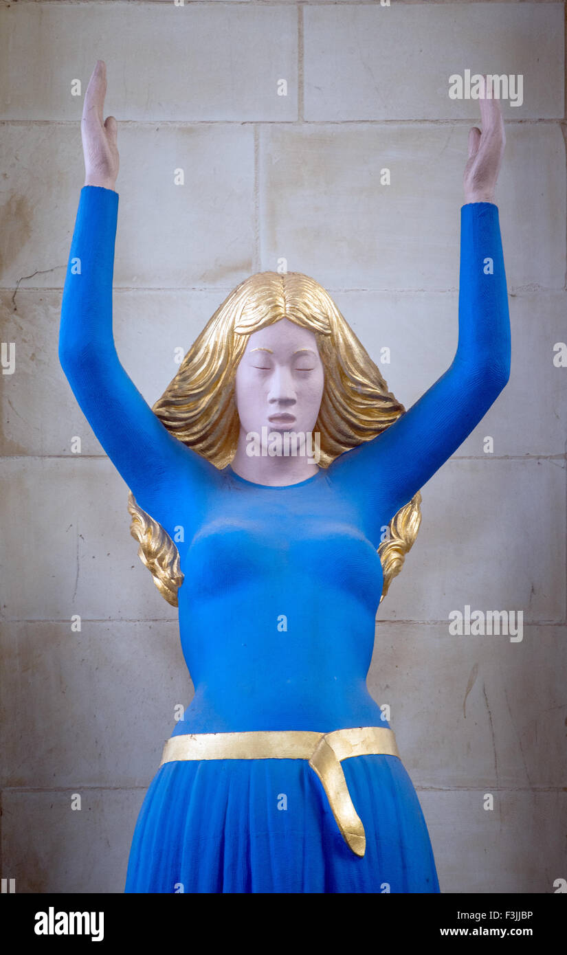A statue of the Virgin Mary in the Lady Chapel, Ely Cathedral, UK, by sculptor David Wynn. Stock Photo