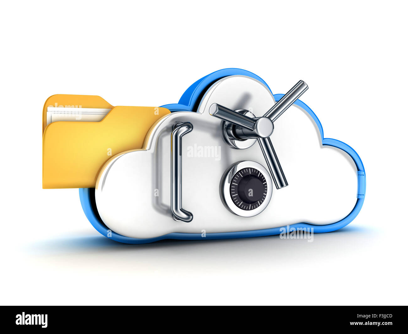 Symbol cloud storage protect on white background (done in 3d) Stock Photo