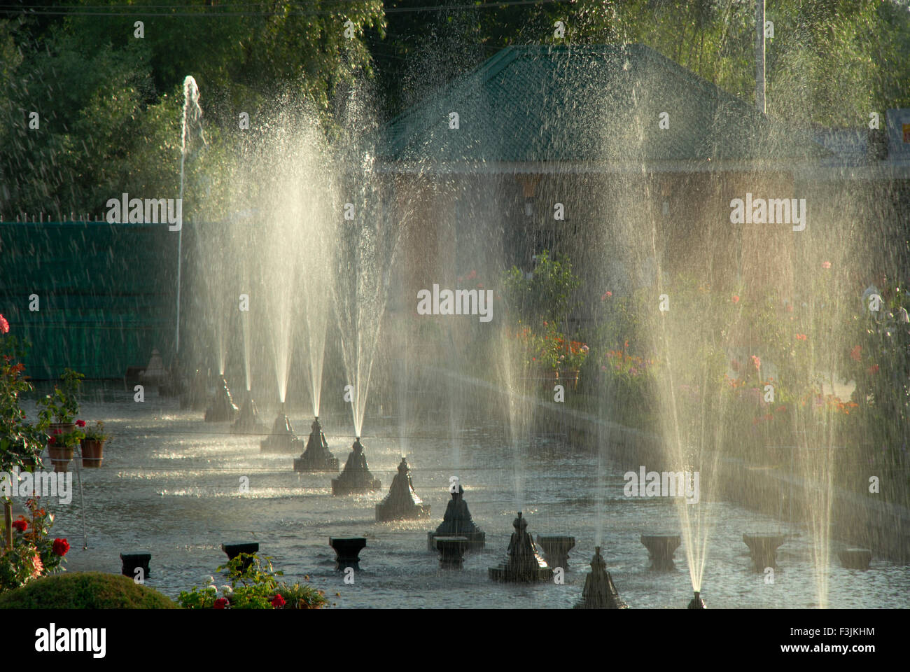 Water fountains at Shalimar gardens ; Srinagar ; Jammu & Kashmir