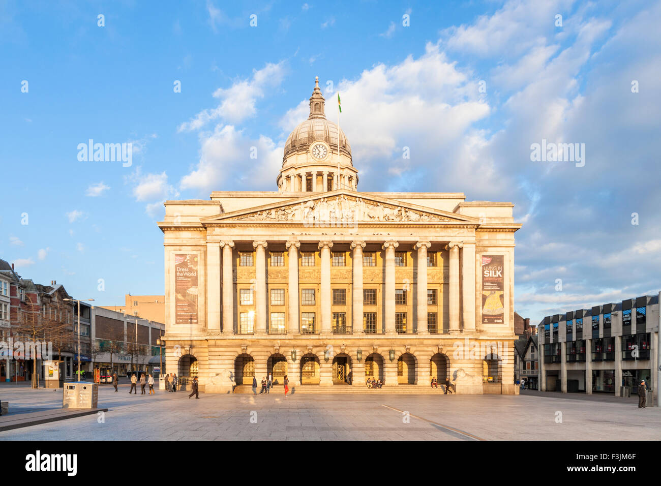 The Council House, Nottingham City Council, lit by evening sunlight