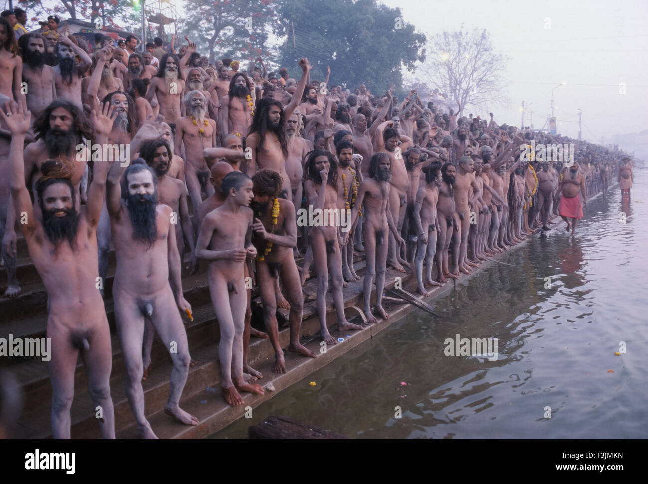 Naga Naked Sadhus From The Juna Akhara Ready To Bathe In The Shipra River On The Shai Snan