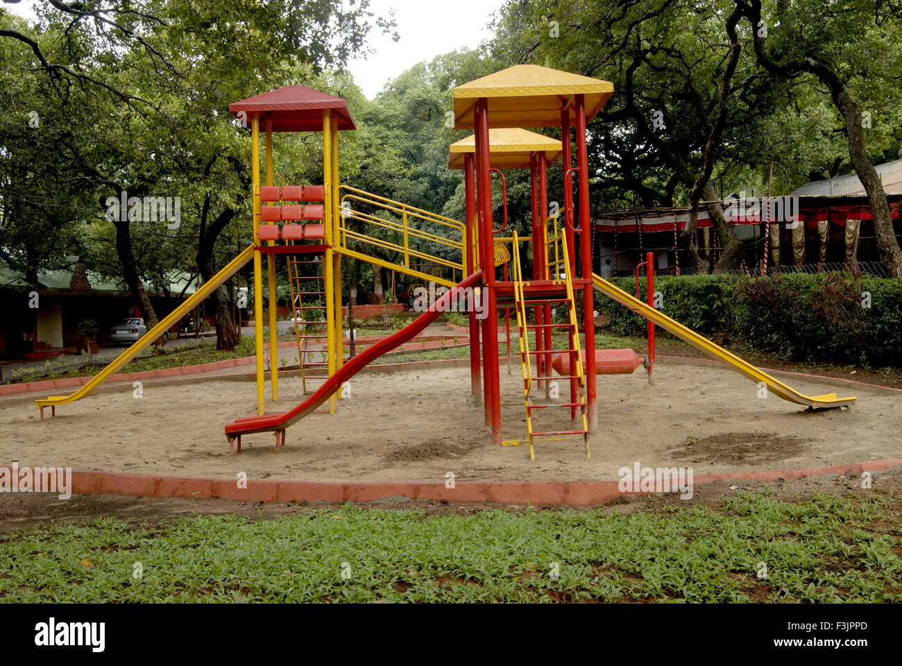 playground slides for children MTDC Maharashtra tourism Development Corporation Holiday Resort Mahabaleshwar Satara india Stock Photo