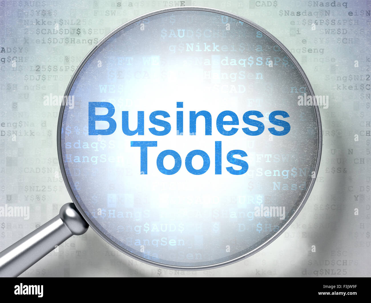 Finance concept Business Tools with optical glass Stock Photo Alamy
