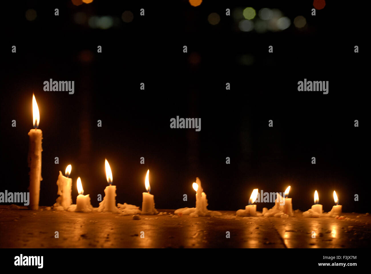 Candles for celebrating Gudi Padva Festival New year Hindu religion Masunda Tank Thane Maharashtra india Stock Photo