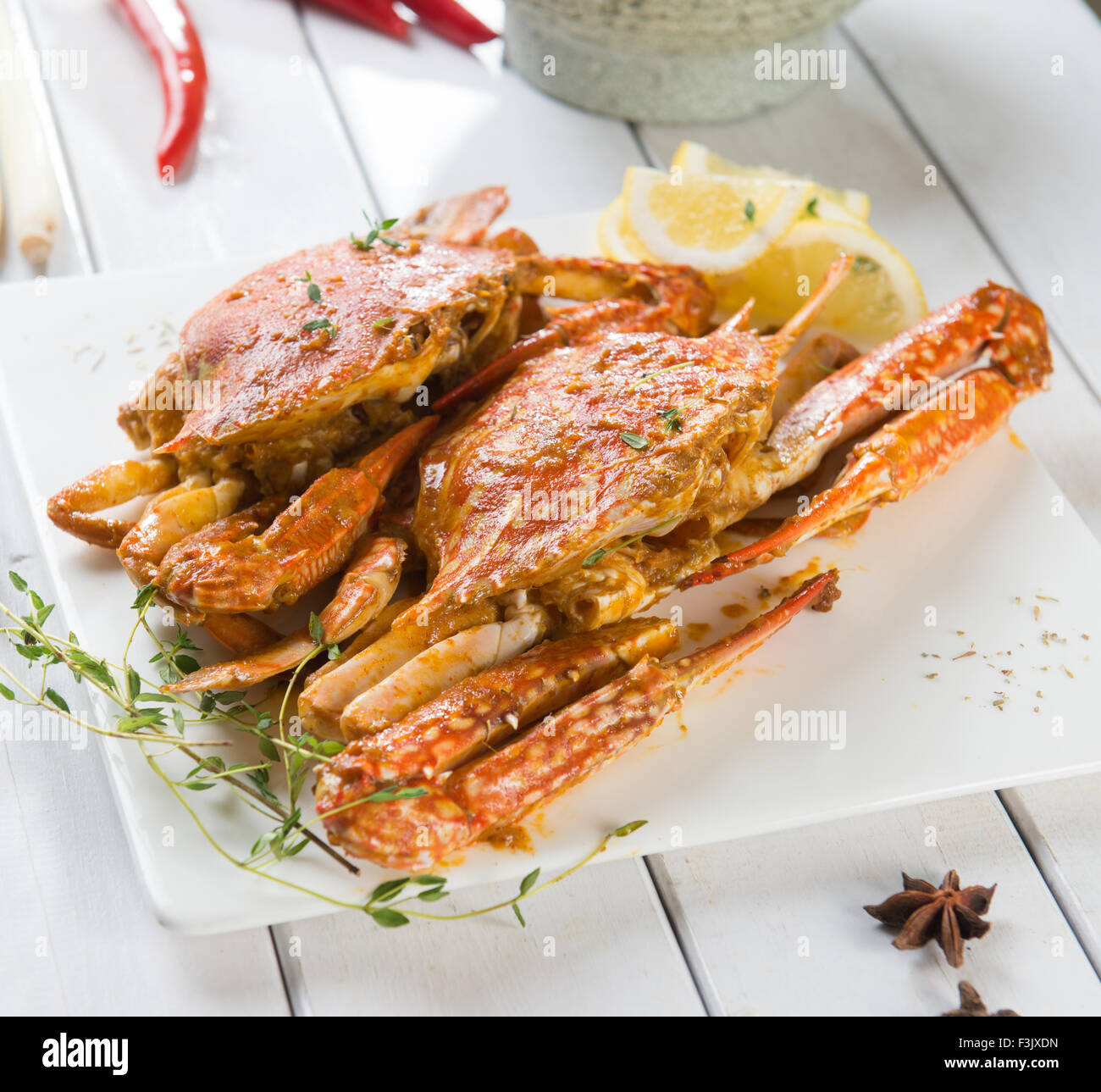 asian style spicy chilli crab Stock Photo