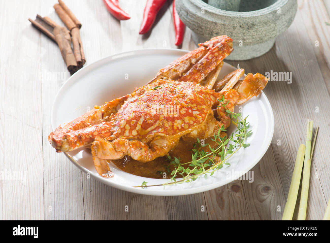 asian style spicy chilli crab Stock Photo