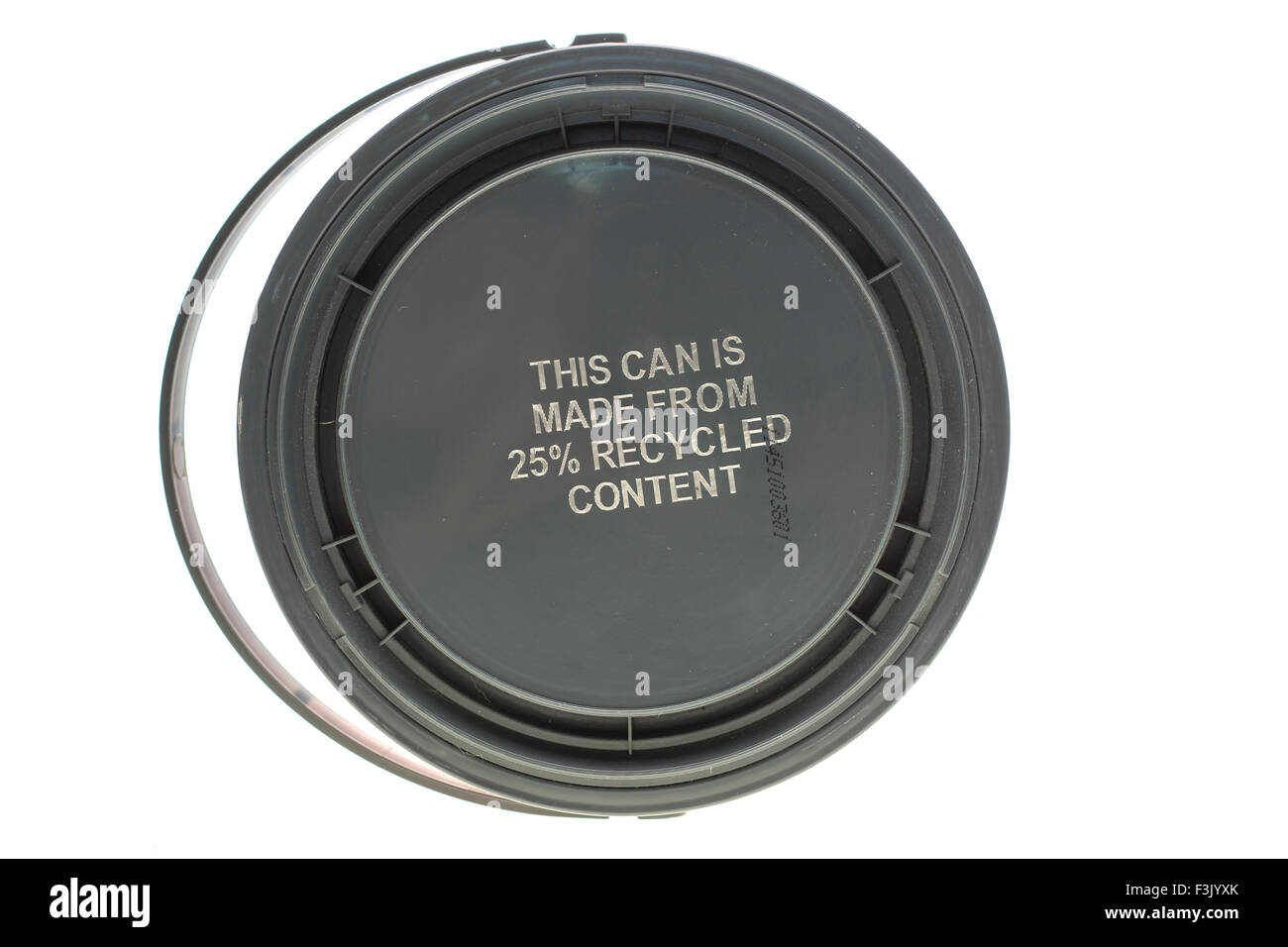 This can is made from 25 percent recycled content Stock Photo