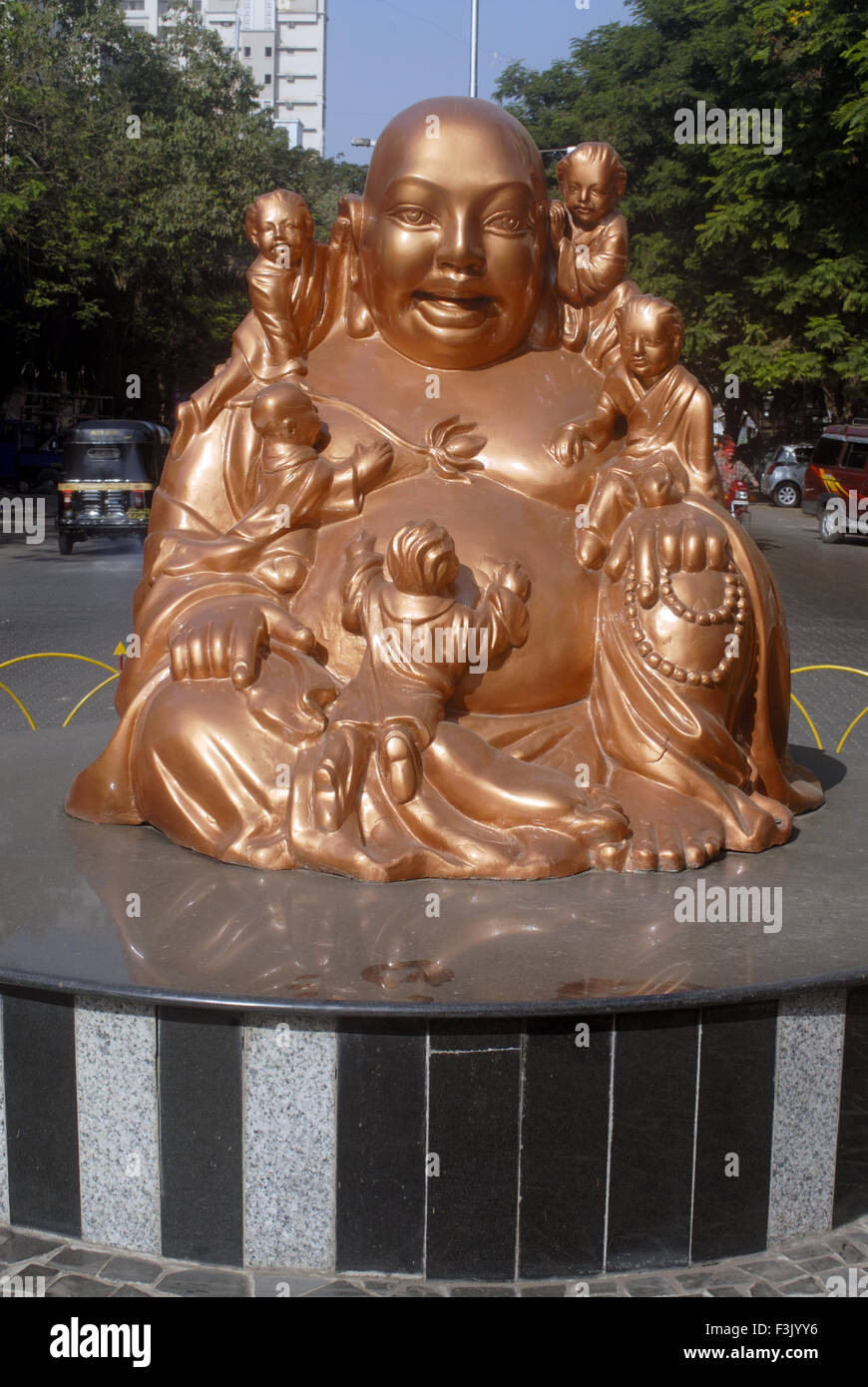 Chinese man with five brothers statue at traffic island at Chandavarkar lane Borivali bombay Mumbai maharashtra india asia Stock Photo