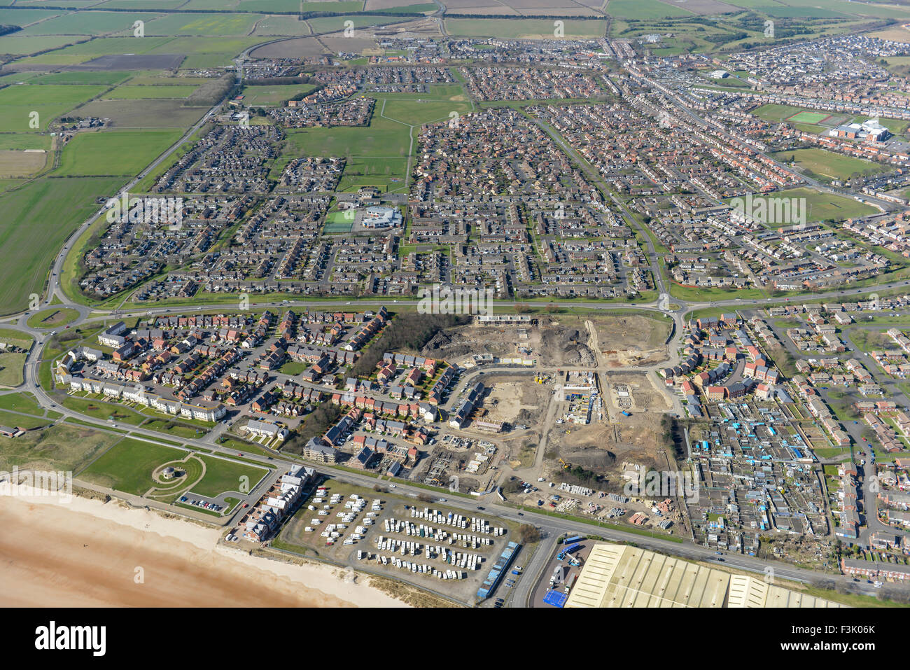 Aerial photograph of construction in Blyth, Northumberland Stock Photo